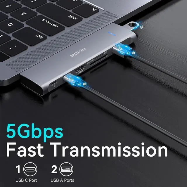 Alt view image 5 of 6 - USB C Adapter for MacBook Pro 2022 2021 2020, MacBook Pro USB Adapter, 7 in 2 MacBook Pro Accessories for MacBook Pro/Air M1M2M3, Mac Dongle with 4K HDMI, 2 USB 3.0, TF/SD, USB-C 100W and Thunderbolt3