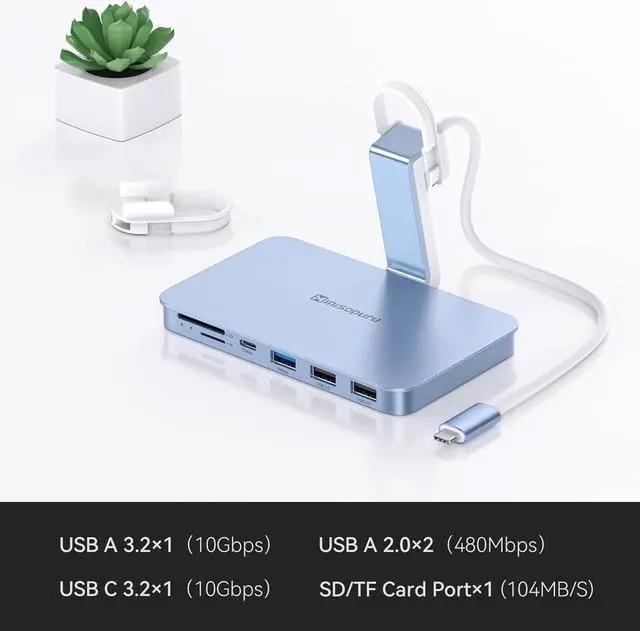 Alt view image 2 of 7 - Minisopuru iMac Accessories for i Mac M1/M3/M4, USB C Hub for iMac 2021/2023/2024 with USB A/C 10Gbps, SD/TF, iMac Adapter Compatible with iMac 24 inch and Studio Display 27 Inches, Blue.