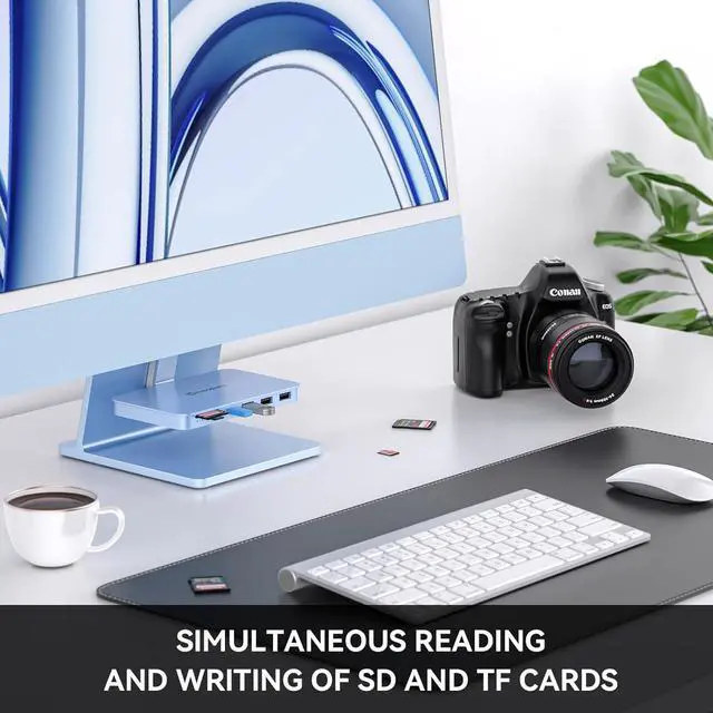 Alt view image 4 of 7 - Minisopuru iMac Accessories for i Mac M1/M3/M4, USB C Hub for iMac 2021/2023/2024 with USB A/C 10Gbps, SD/TF, iMac Adapter Compatible with iMac 24 inch and Studio Display 27 Inches, Blue.