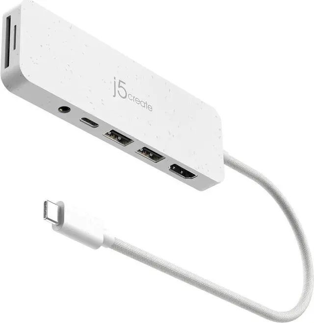 Main image of j5create USB-C Multi-Port Hub with Power Delivery with 4K HDMI/2 USB-A 5Gbps/PD 100W Charging SD&Micro SD/3.5mm Audio | for MacBook Pro&Air/iPad Pro/iMac/Surface/XPS/Thinkpad/Galaxy/and More(JCD373EW)