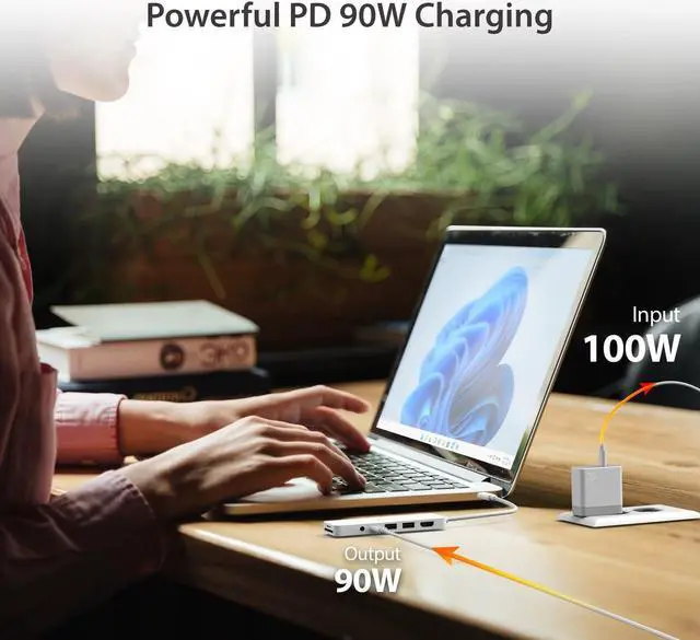 Alt view image 6 of 7 - j5create USB-C Multi-Port Hub with Power Delivery with 4K HDMI/2 USB-A 5Gbps/PD 100W Charging SD&Micro SD/3.5mm Audio | for MacBook Pro&Air/iPad Pro/iMac/Surface/XPS/Thinkpad/Galaxy/and More(JCD373EW)