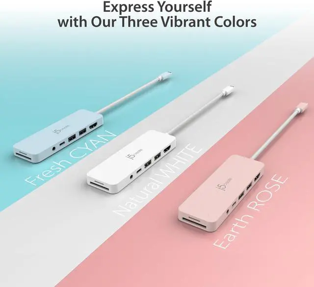 Alt view image 7 of 7 - j5create USB-C Multi-Port Hub with Power Delivery with 4K HDMI/2 USB-A 5Gbps/PD 100W Charging SD&Micro SD/3.5mm Audio | for MacBook Pro&Air/iPad Pro/iMac/Surface/XPS/Thinkpad/Galaxy/and More(JCD373EW)