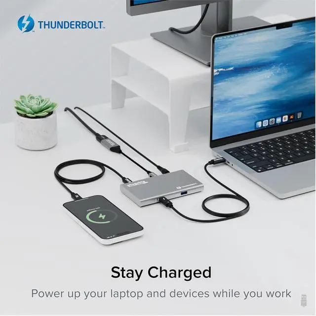 Alt view image 6 of 7 - Plugable 5-in-1 Thunderbolt 4 Hub,Single 8K or Dual 4K Display; 4K HDMI Adapter Included, Offers Thunderbolt 4/3, USB4, and USB-C Expansion for Modern Mac and Windows Systems, Driverless