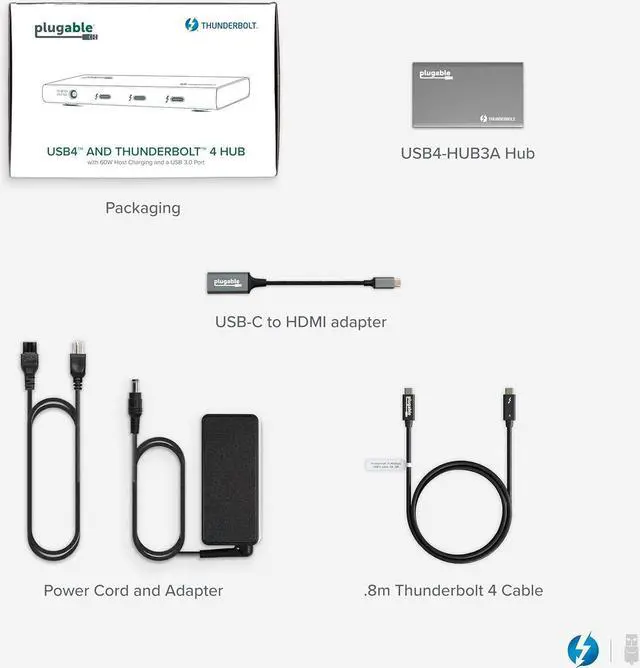 Alt view image 7 of 7 - Plugable 5-in-1 Thunderbolt 4 Hub,Single 8K or Dual 4K Display; 4K HDMI Adapter Included, Offers Thunderbolt 4/3, USB4, and USB-C Expansion for Modern Mac and Windows Systems, Driverless