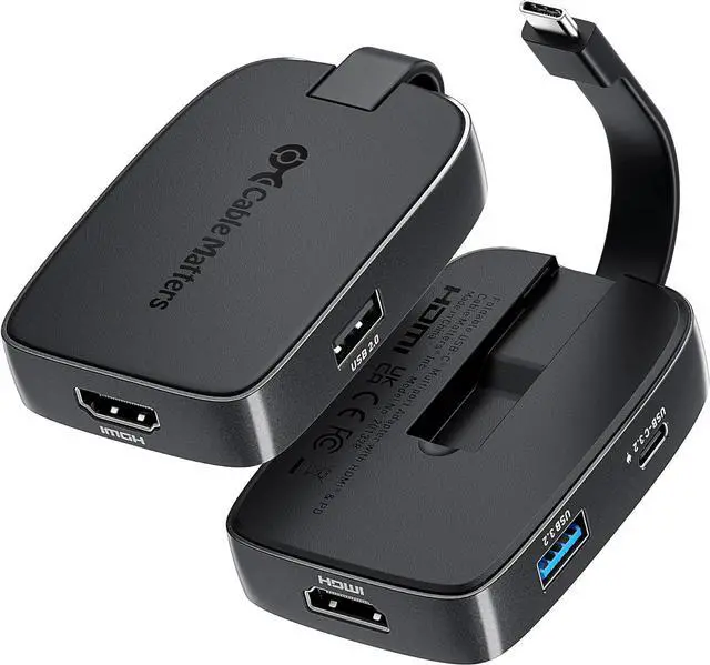Main image of Cable Matters 4-in-1 Portable USB C Hub HDMI 4K 60Hz 100W Charging, 10Gbps USB-A, USB-C (Foldable USB C to HDMI Multiport Adapter, USB C HDMI Hub) Compatible with Thunderbolt 4 for MacBook, Dell XPS