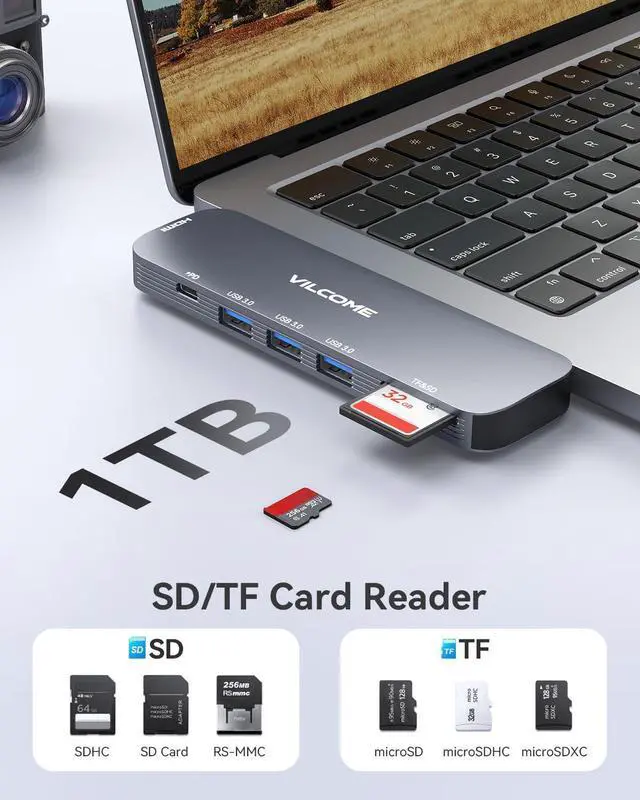 Alt view image 6 of 7 - Vilcome USB C Adapter for MacBook Pro/Air M1 M2 M3 2023 2022 2021 2020 2019, 7-in-2 USB-C Hub MacBook Pro Accessories with Thunderbolt 3 PD Port, 4K@60Hz HDMI, 3 USB 3.0 Ports, TF/SD Card Reader