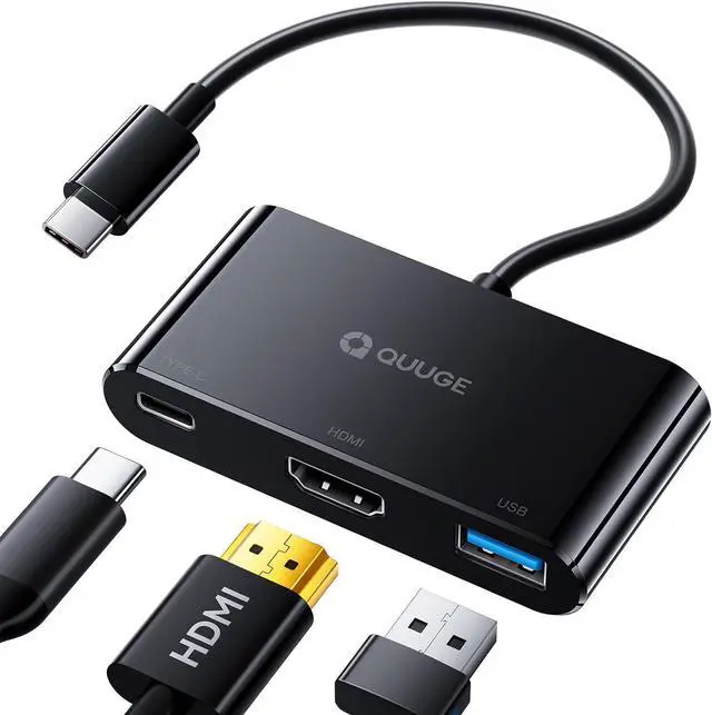 Main image of QUUGE USB C to HDMI Adapter, 3-in-1 USB C Hub with 4K HDMI, 100W Power Delivery, USB 3.0 Data Port,USB-C Digital AV Multiport Adapter for MacBook Pro/air, Switch, iPad Pro &More USB-C Devices