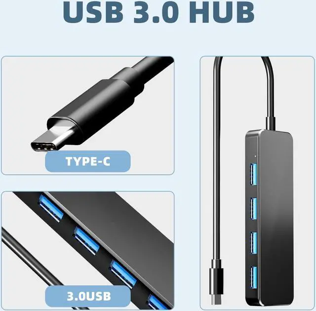 Alt view image 2 of 7 - USB C Hub 4 Ports, Eanetf USB C to USB Hub 3.0 USB Splitter for Mac Pro, iMac, iPad Pro, Chromebook, Pixelbook, Dell XPS, Samsung, and More Type C Devices