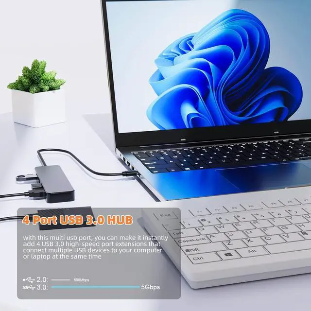 Alt view image 6 of 7 - USB C Hub 4 Ports, Eanetf USB C to USB Hub 3.0 USB Splitter for Mac Pro, iMac, iPad Pro, Chromebook, Pixelbook, Dell XPS, Samsung, and More Type C Devices