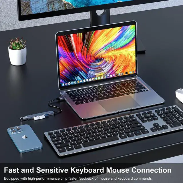 Alt view image 4 of 7 - TOTU USB Hub, 4 Port USB Hub with USB 3.0 Port and 3 x USB 2.0 Ports, Super Fast Ultra Thin Mini USB Adapter Compatible with PC,Laptop, Keyboard, Mac OS,Windows, Linux System