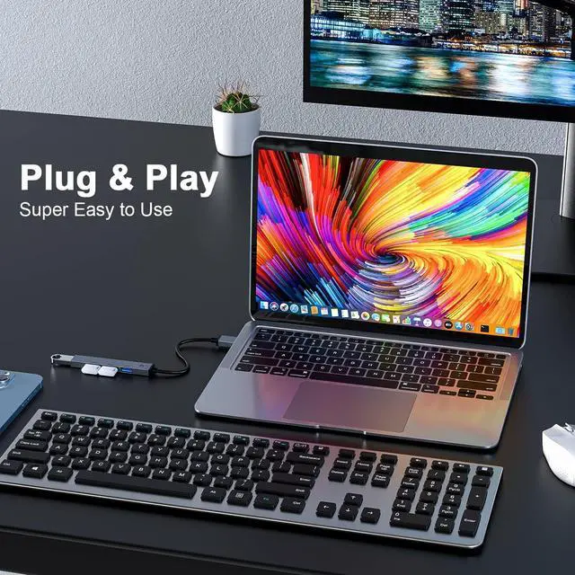 Alt view image 5 of 7 - TOTU USB Hub, 4 Port USB Hub with USB 3.0 Port and 3 x USB 2.0 Ports, Super Fast Ultra Thin Mini USB Adapter Compatible with PC,Laptop, Keyboard, Mac OS,Windows, Linux System
