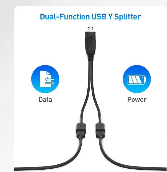 Alt view image 5 of 7 - Cable Matters 2-Pack, USB 2.0 A Male to Female USB Splitter 1 in 2 Out - 1ft, USB Y Splitter Hub with 480Mbps Data Transfer, BC 1.2 Charging Support, USB Power Splitter