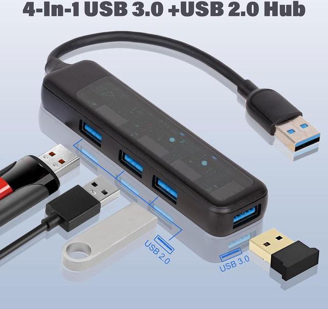 Alt view image 2 of 6 - USB Hub, XuanGui 4-Port Ultra Slim Portable USB Splitter, USB 3.0 & 3 USB 2.0 Multiport Adapter, USB Expander Hub for Desktop PC, Laptop, Mobile HDD (2 Pcs)
