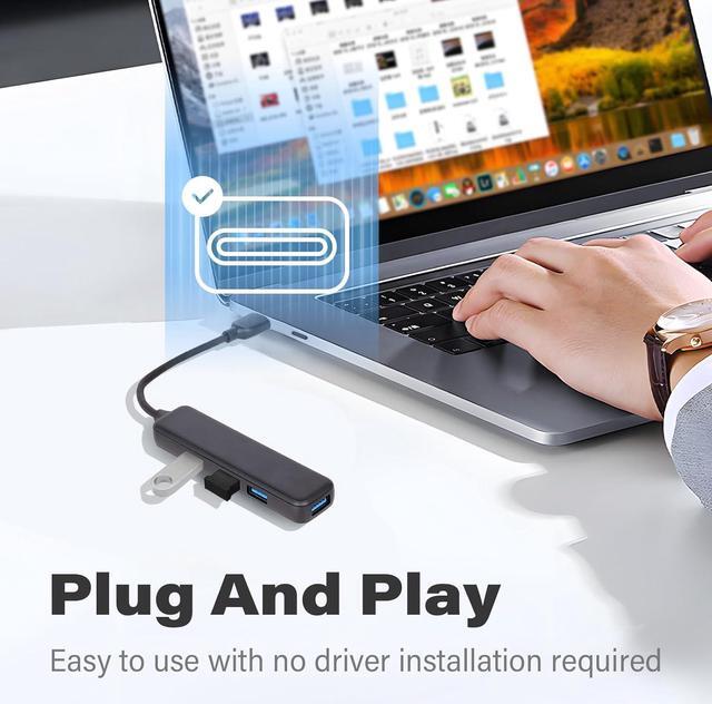Alt view image 4 of 6 - USB Hub, XuanGui 4-Port Ultra Slim Portable USB Splitter, USB 3.0 & 3 USB 2.0 Multiport Adapter, USB Expander Hub for Desktop PC, Laptop, Mobile HDD (2 Pcs)