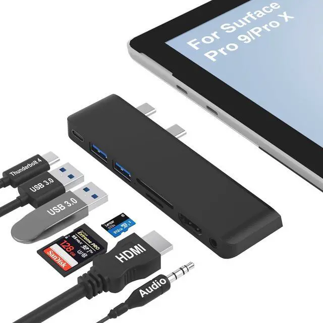 Main image of Surface Pro 9 Accessories, Surface Pro 9 Docking Station with 4K HDMI, USB-C Thunderbolt 4 (8K@30Hz Display+40G Data+100W Power), 2 USB 3.0, 3.5mm Audio, SD/TF Card Slot for Surface Pro 9/Pro X
