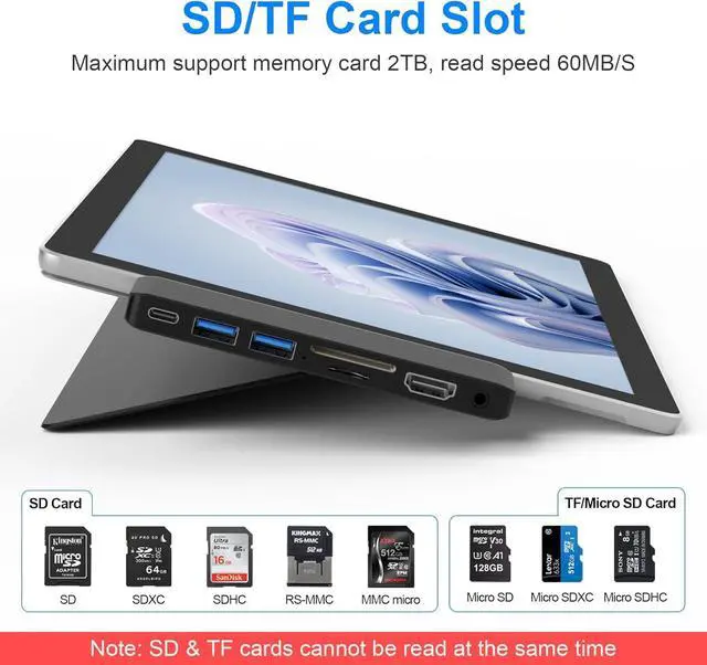 Alt view image 6 of 7 - Surface Pro 9 Accessories, Surface Pro 9 Docking Station with 4K HDMI, USB-C Thunderbolt 4 (8K@30Hz Display+40G Data+100W Power), 2 USB 3.0, 3.5mm Audio, SD/TF Card Slot for Surface Pro 9/Pro X