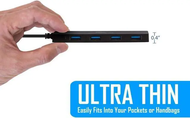 Alt view image 5 of 7 - Kingwin USB Hub 4 Port USB 3.0 Data Hub for Mobile SSD, MacBook, Mac Pro/ Mini, iMac, Chromebook, Surface Pro, USB Flash Drives, Notebook PC, XPS, and More [Ultra Slim]