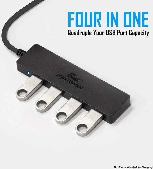 Alt view image 7 of 7 - Kingwin USB Hub 4 Port USB 3.0 Data Hub for Mobile SSD, MacBook, Mac Pro/ Mini, iMac, Chromebook, Surface Pro, USB Flash Drives, Notebook PC, XPS, and More [Ultra Slim]