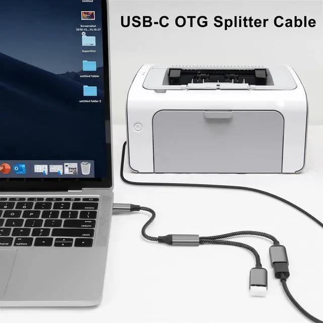 Alt view image 4 of 6 - USB C Male to 2 USB Female Splitter Cable Adapter, Dual USB-A Port Hub for Data Transfer/Charging, Extra Extender Data Split Power Cord Extension for Car/Laptop/Mac/PC (Grey)