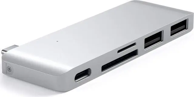 Alt view image 3 of 5 - Satechi Aluminum Type-C USB 3.0 3-in-1 Combo Hub with USB-C Pass-Through - for M2/ M1 MacBook Pro/Air, M2/ M1 iPad Pro/Air, M2 Mac Mini, iMac M1 (Silver)