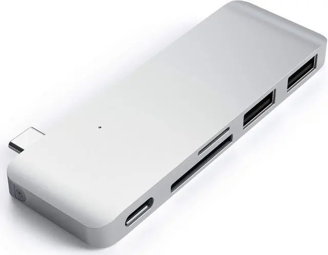Alt view image 4 of 5 - Satechi Aluminum Type-C USB 3.0 3-in-1 Combo Hub with USB-C Pass-Through - for M2/ M1 MacBook Pro/Air, M2/ M1 iPad Pro/Air, M2 Mac Mini, iMac M1 (Silver)