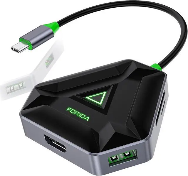 Main image of USB C Hub, 6 Ports USB C Laptop Docking Station with 3 USB 3.0 Port, SD/TF Card Reader, 4K HDMI, USB C Multiport Adapter Suit for Dell HP MacBook Pro MacBook Air, Samsung and More (Green Light)
