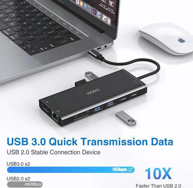 Alt view image 7 of 7 - USB C Docking Station Dual Monitor HDMI for Dell HP, Laptop Docking Station 3 Monitors Triple Display USB C Hub Adapter to 2 HDMI 4K,DP,Ethernet,6 USB,PD,SD/TF, Audio, USB C Dock 14 in 1 for Surface