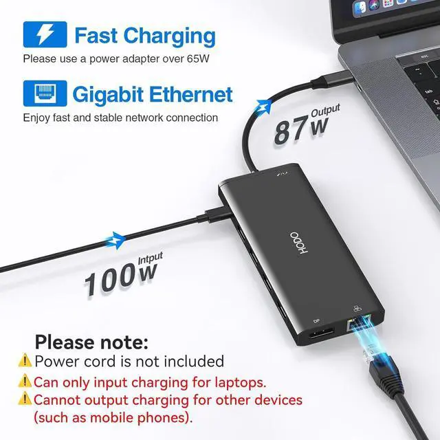 Alt view image 6 of 7 - USB C Docking Station Dual Monitor HDMI for Dell HP, Laptop Docking Station 3 Monitors Triple Display USB C Hub Adapter to 2 HDMI 4K,DP,Ethernet,6 USB,PD,SD/TF, Audio, USB C Dock 14 in 1 for Surface
