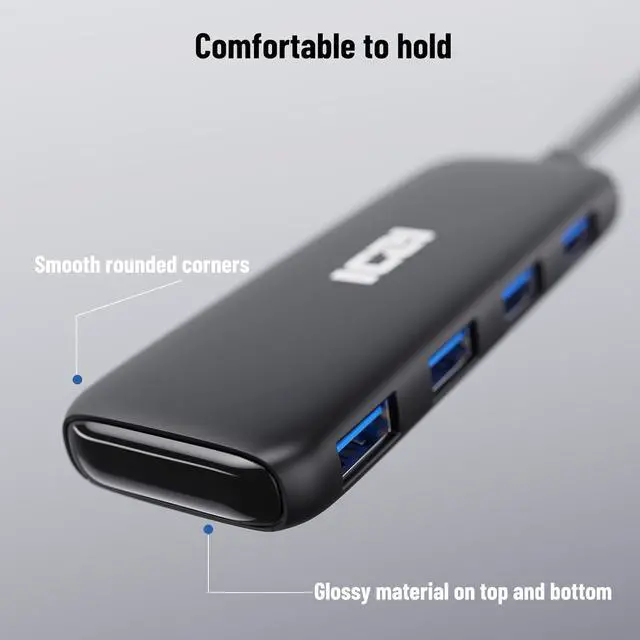 Alt view image 4 of 7 - USB 3.0 Hub, ICZI 5-Port USB Hub 3.0 Ultra-Slim Data USB Hub with 4ft Extended Cable, for MacBook, Mac Pro/Mini, iMac, Surface Pro, XPS, PC, Flash Drive, Mobile HDD and More