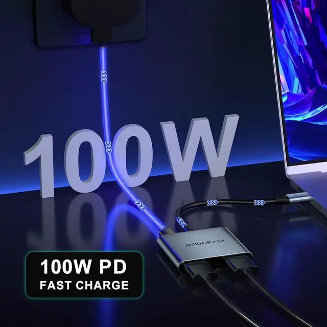 Alt view image 3 of 7 - USB C to Dual HDMI Adapter 4K 30Hz, AVIDGRAM USB C Hub Multiport Adapter with Dual HDMI, USB 3.0, 100W PD, Support USB C to HDMI Splitter Extended Display for Laptop (MST is not Supported on macOS)