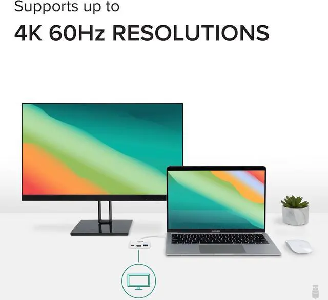 Alt view image 3 of 7 - Plugable USB C to HDMI Multiport Adapter, Driverless 3-in-1 Hub with 4K HDMI Output, USB 3.0 and USB-C Charging Port, Compatible with MacBook, Chromebook, Dell XPS, Thunderbolt 3 and More