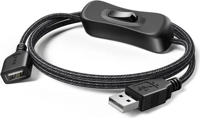 Main image of USB Switch Extension Cable (Upgraded Data + Power) USB Extension Cord with On/Off Power Switch Cable for LED Strips iOS System etc- 3.3 FT