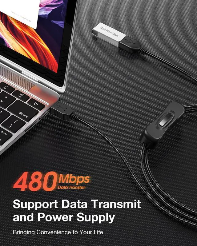 Alt view image 3 of 7 - USB Switch Extension Cable (Upgraded Data + Power) USB Extension Cord with On/Off Power Switch Cable for LED Strips iOS System etc- 3.3 FT