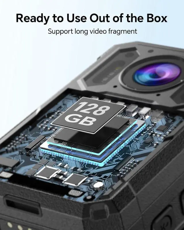 Alt view image 7 of 7 - BOBLOV KJ23Pro 2K 128GB Body Worn Camera with Night Vision, 4000mAh Battery | 15 Hours Continuous Recording, with Car Suction for Dashcams, Law Enforcement, Security, Outdoor Work