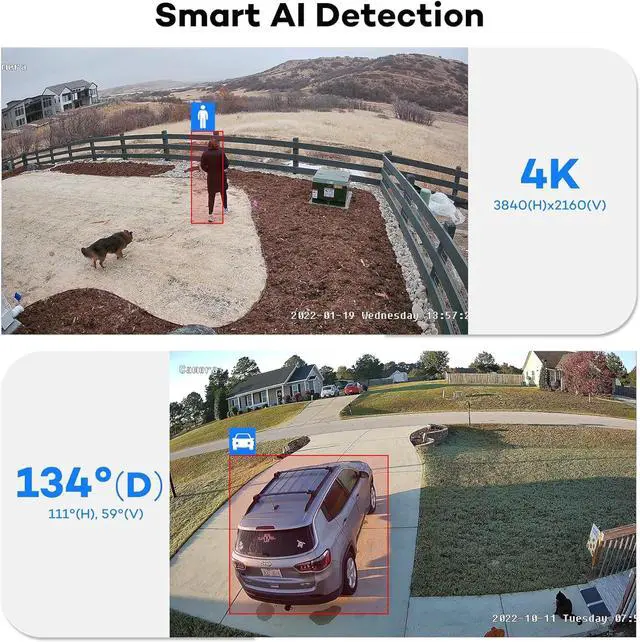 Alt view image 2 of 6 - ONWOTE 4K 8MP UltraHD PoE IP Security Camera, AI Human Vehicle Detection, 3840x2160 8 Megapixels, 134° FoV, Video Audio, Indoor Outdoor, Commercial Wired Camera for Business, Add-on to PoE NVR System
