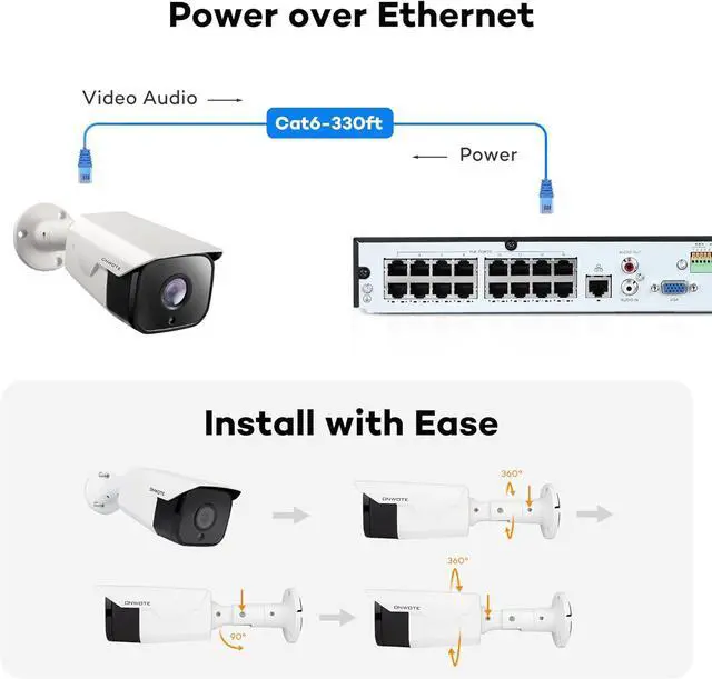 Alt view image 3 of 6 - ONWOTE 4K 8MP UltraHD PoE IP Security Camera, AI Human Vehicle Detection, 3840x2160 8 Megapixels, 134° FoV, Video Audio, Indoor Outdoor, Commercial Wired Camera for Business, Add-on to PoE NVR System