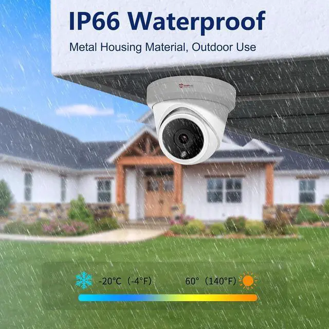 Alt view image 5 of 7 - Anpviz 5MP IP PoE Dome Security Camera with Mic/Audio, Turret Camera Outdoor with Human Detection, IP66 Weatherproof, 98FT Night Vision, 2.8mm Wide Angle, Full Metal (U Series)