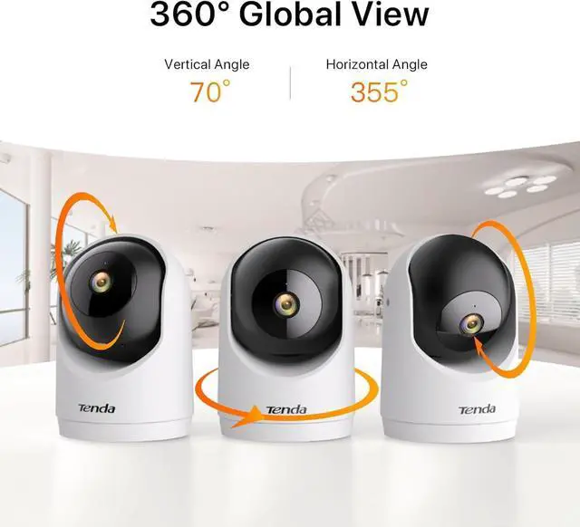 Alt view image 3 of 7 - Tenda 2K Indoor Security Camera, WiFi6 Pet Camera for Home Security, 360°, 2-Way Audio, Motion Detection for Baby and Pet Monitor, Night Vision, Cloud & SD Card Storage, One-Touch Call (CP3-V3.0)