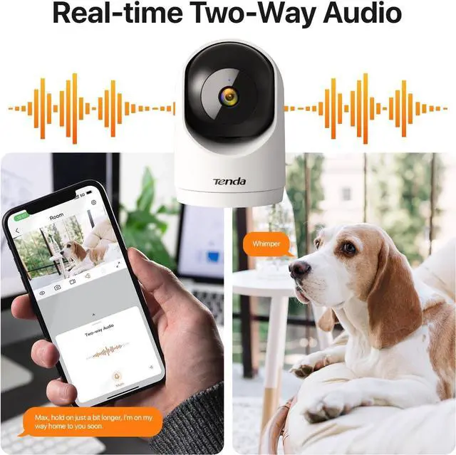 Alt view image 7 of 7 - Tenda 2K Indoor Security Camera, WiFi6 Pet Camera for Home Security, 360°, 2-Way Audio, Motion Detection for Baby and Pet Monitor, Night Vision, Cloud & SD Card Storage, One-Touch Call (CP3-V3.0)