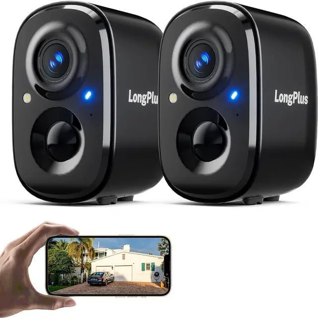 Main image of LongPlus Security Cameras Wireless Outdoor Camera Wireless Camera for Home Security, 2 Pack Battery Powered WiFi Cameras with AI Motion Detection, 2-Way Talk, Cloud/SD Storage