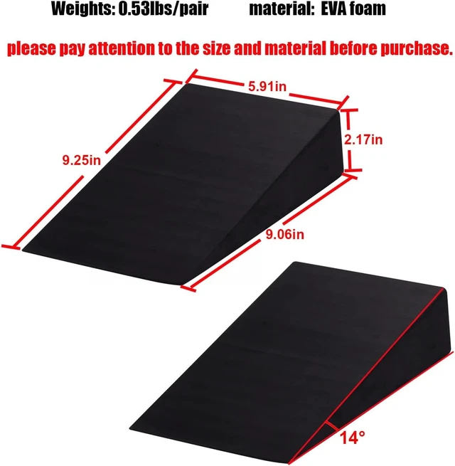 Alt view image 3 of 7 - Squat Wedge Block Non-Slip Slant Board Calf Stretcher, 2pcs Ankle Knee Leg Stretcher, Heavy Duty Incline Ramp for Heel Elevated Squat, ATG Split Squat, deadlift, Lunge, Yoga, Pilates, Physical Therapy