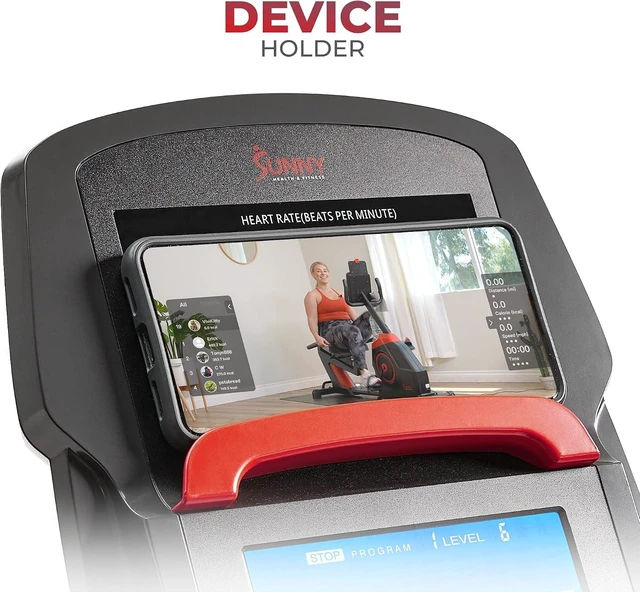 Alt view image 4 of 7 - Sunny Health & Fitness Smart Recumbent Bike for Indoor Low Impact Cardio