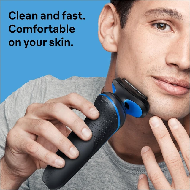 Alt view image 4 of 7 - Braun Electric Shaver for Men, Series 5 5150cs, Wet & Dry Razor, Turbo Shaving Mode, Foil Shaver, with Beard Trimmer, Body Groomer and Charging Stand, Blue