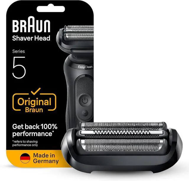 Main image of Braun Series 5 Electric Shaver Replacement Head, Easily Attach Your Shaver Head for a Shave as efficient as Day one, Compatible with New Generation Series 5 Shavers, 54B, Black