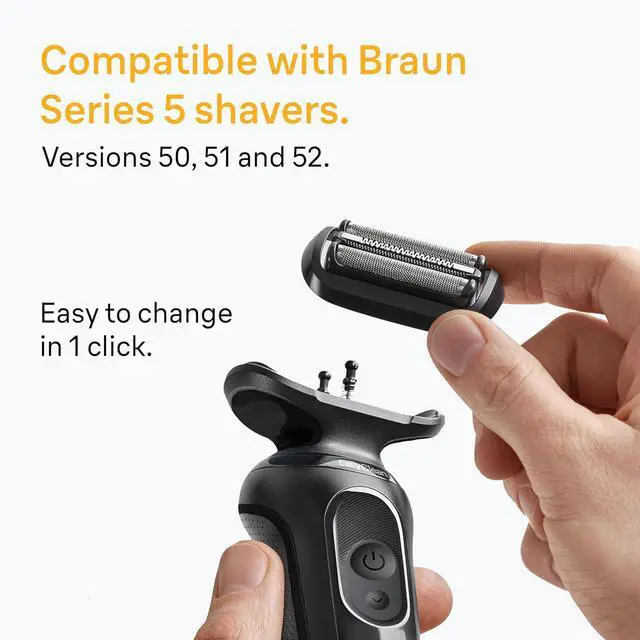 Alt view image 3 of 7 - Braun Series 5 Electric Shaver Replacement Head, Easily Attach Your Shaver Head for a Shave as efficient as Day one, Compatible with New Generation Series 5 Shavers, 54B, Black