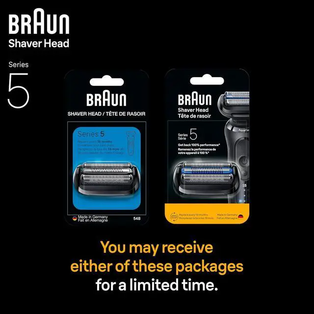 Alt view image 7 of 7 - Braun Series 5 Electric Shaver Replacement Head, Easily Attach Your Shaver Head for a Shave as efficient as Day one, Compatible with New Generation Series 5 Shavers, 54B, Black