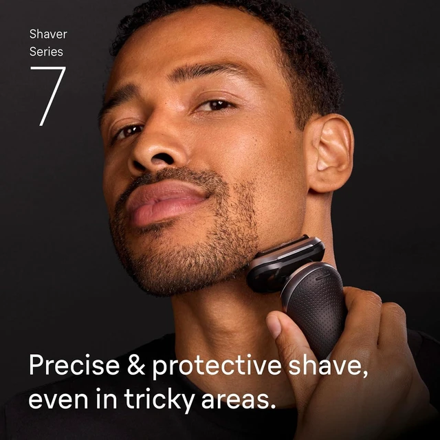 Alt view image 5 of 7 - Braun Electric Shaver for Men, Series 7 7177cc, Wet & Dry Shave, Turbo & Gentle Shaving Modes, Waterproof Foil Shaver, Space Grey