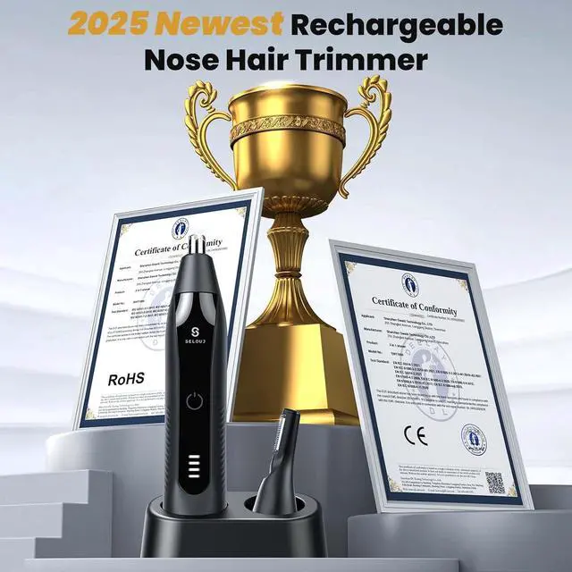 Alt view image 2 of 7 - Ear and Nose Hair Trimmer for Men, 2025 Professional Painless USB Rechargeable Eyebrow & Facial Electric Hair Trimmer for Men Women, Powerful Motor, Dual Edge Blades, IPX7 Waterproof Easy Clean