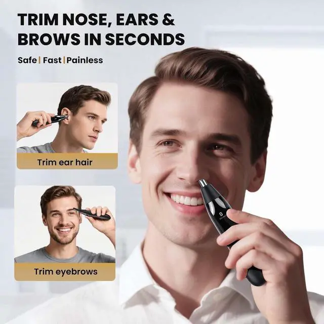 Alt view image 3 of 7 - Ear and Nose Hair Trimmer for Men, 2025 Professional Painless USB Rechargeable Eyebrow & Facial Electric Hair Trimmer for Men Women, Powerful Motor, Dual Edge Blades, IPX7 Waterproof Easy Clean