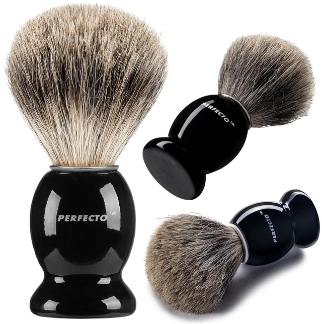Main image of Perfecto 100% Pure Badger Shaving Brush-Black Handle- Engineered for The Best Shave of Your Life. for, Safety Razor, Double Edge Razor, Straight Razor or Shaving Razor, Its The Best Badger Brush.